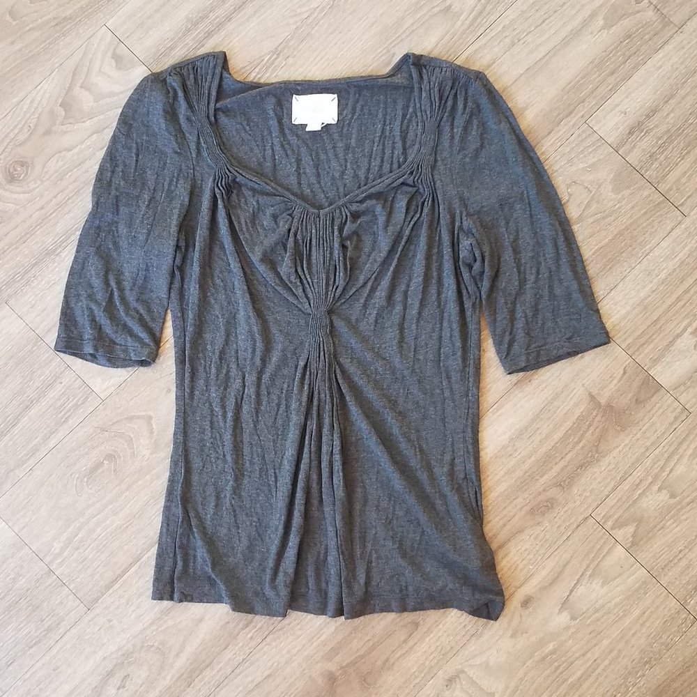 Anthropologie Deletta Pleated Gray Blouse